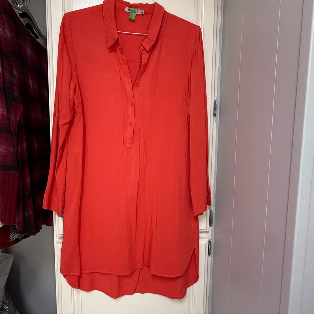 JustFab Coral Pink Long Sleeve Dress